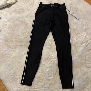 ALO Yoga Black Leggings with White Stripes